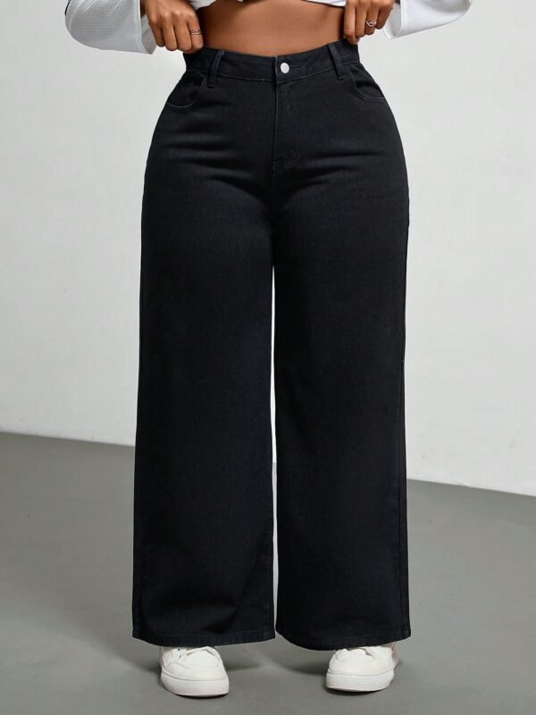 Plus Size Back wide leg denim jeans