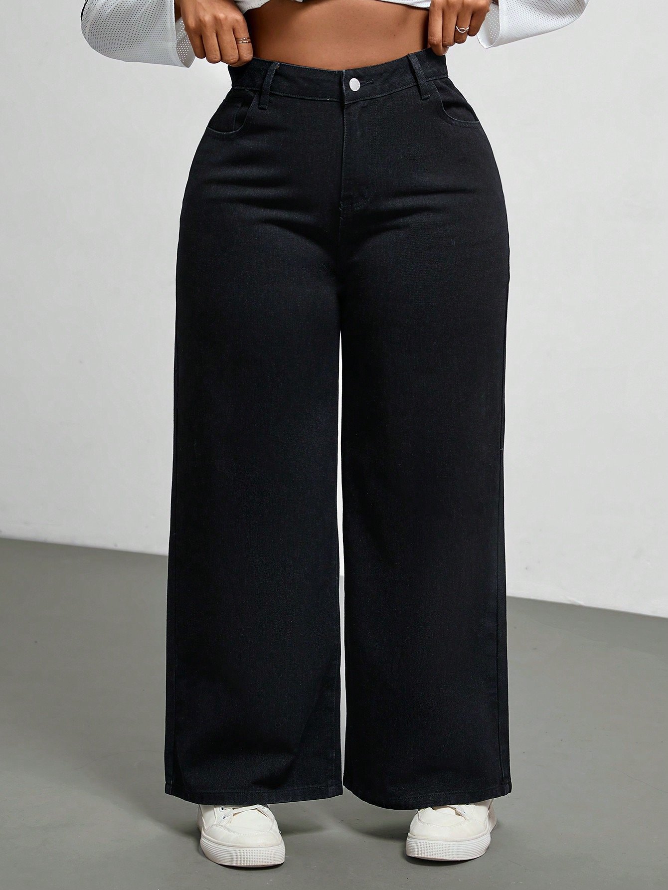 Plus Size Back wide leg denim jeans