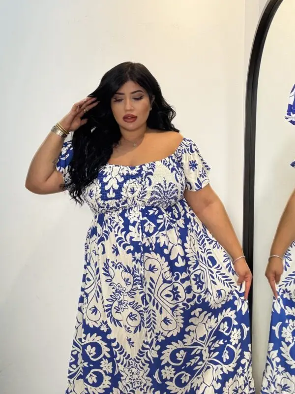 Plus Size off-shoulder summer printed maxi dress