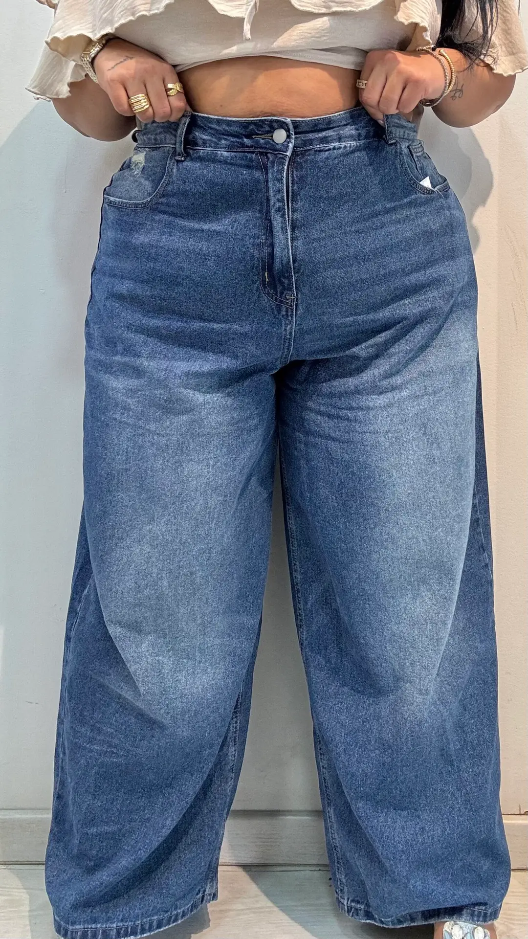 Plus Size Loose wide leg boyfriend jeans