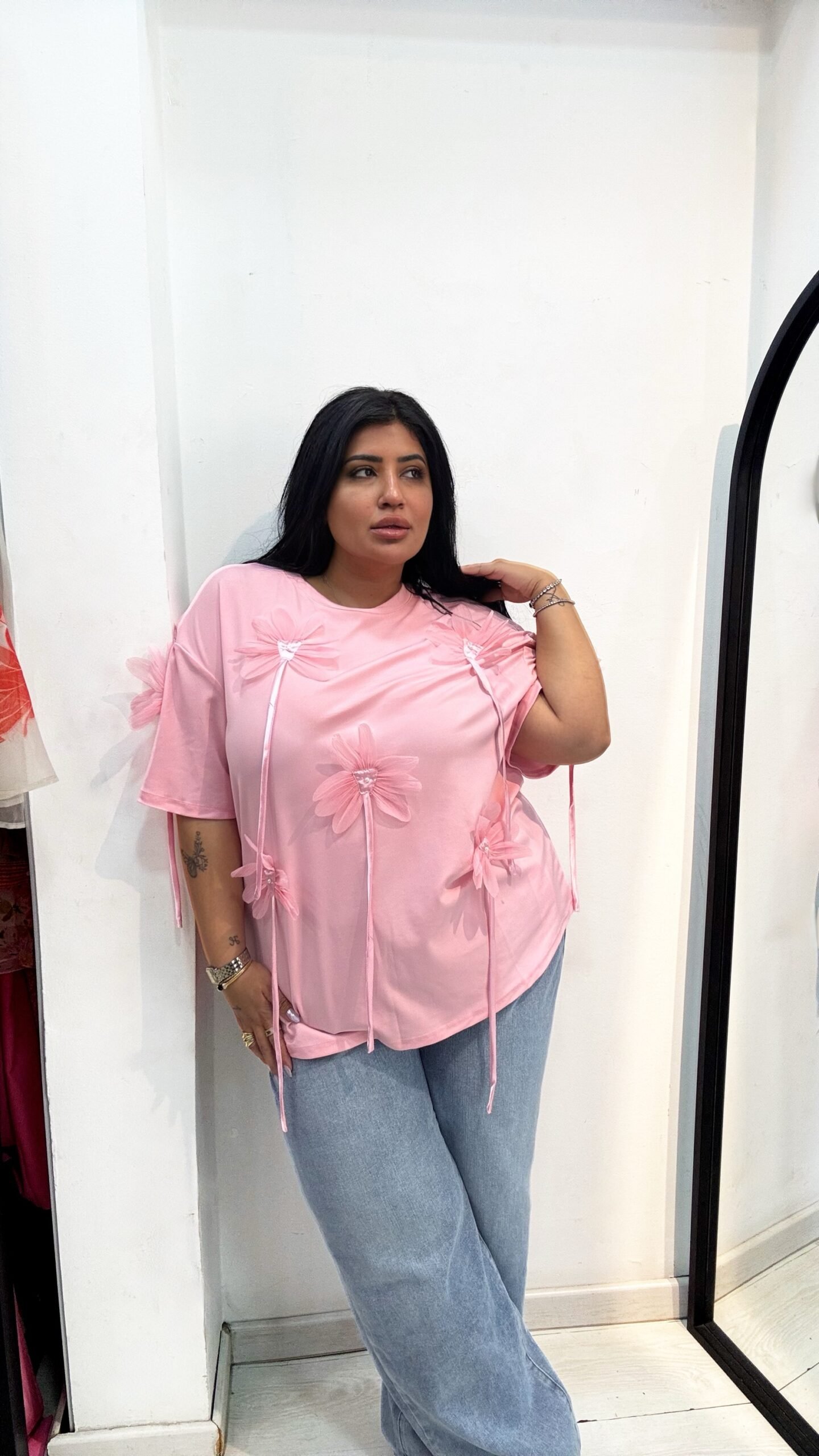 Plus size pink floral 3d top - Image 4