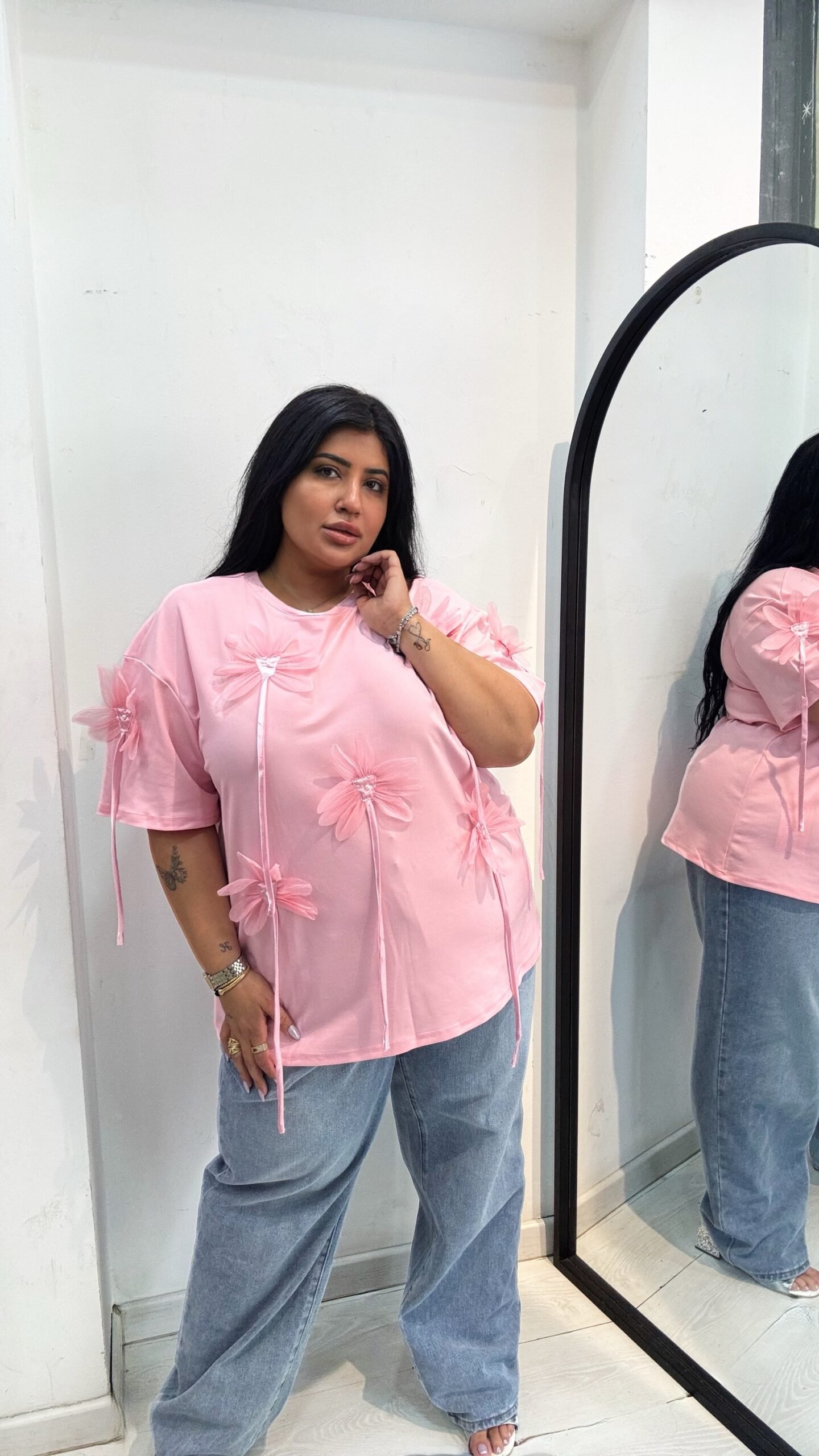 Plus size pink floral 3d top - Image 2