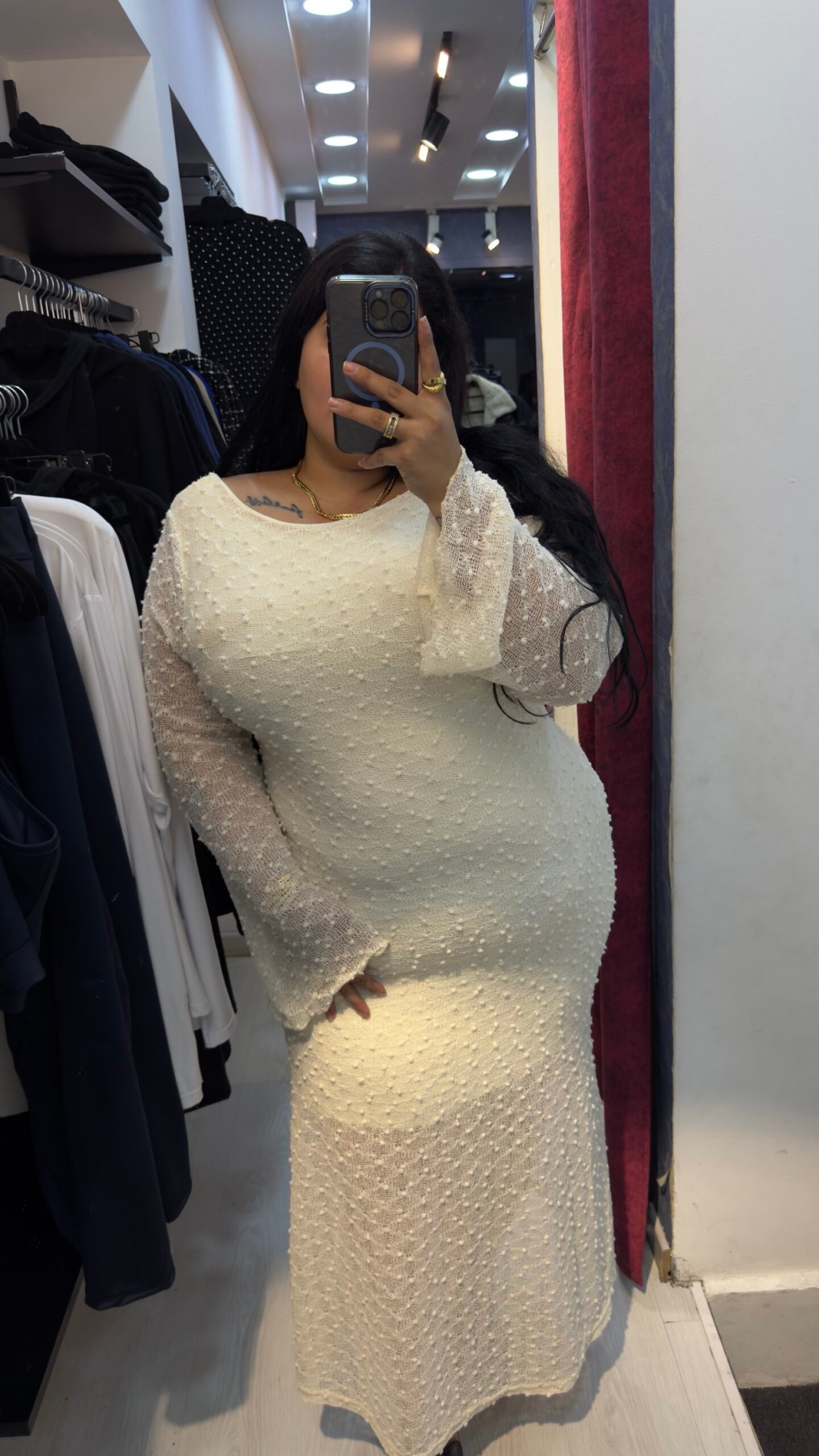 Winter / autumn , Sexy backless jacquard knit dress