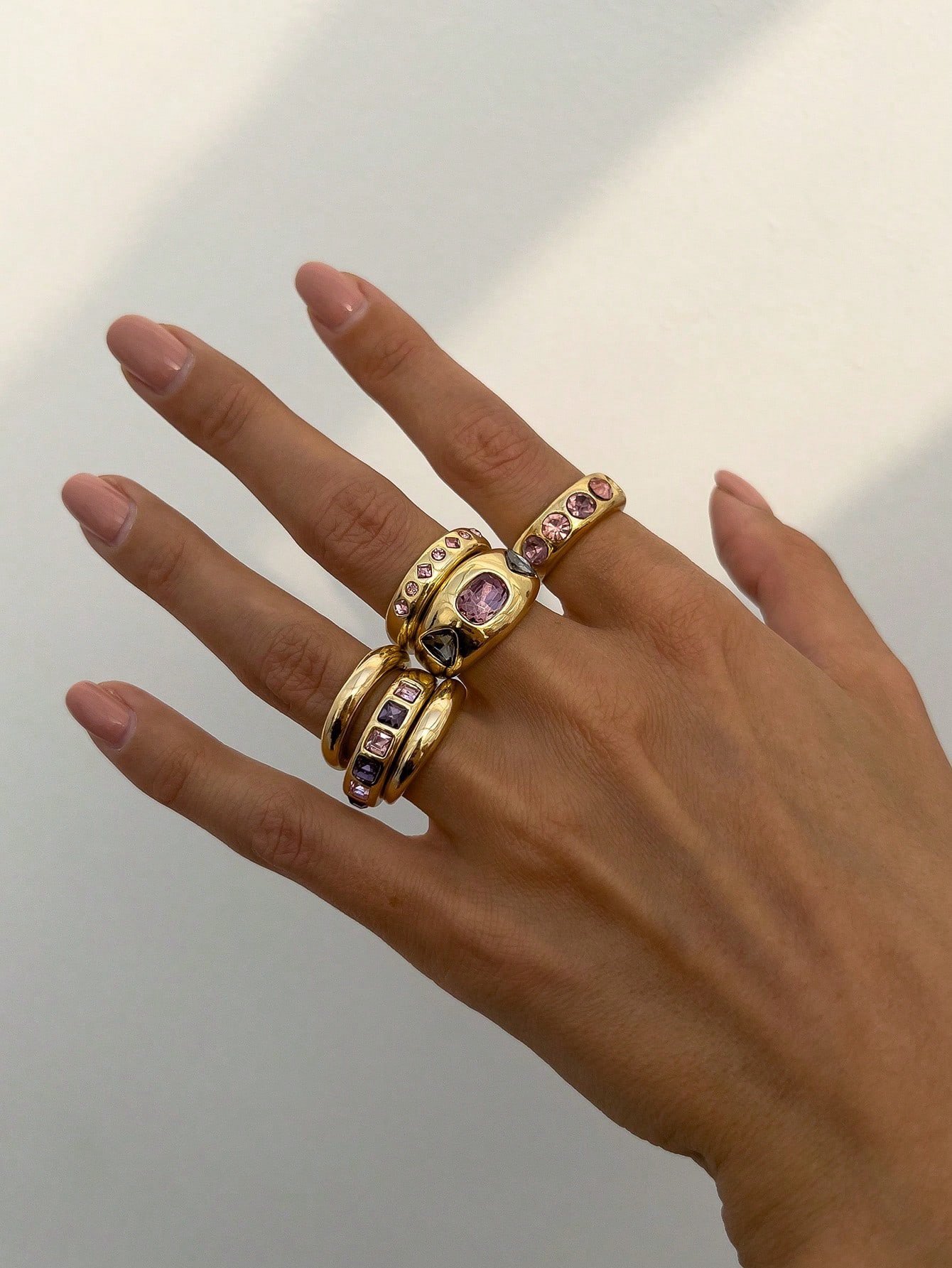 6 pcs rings set vintage Minimalist Luxury Rhinestone