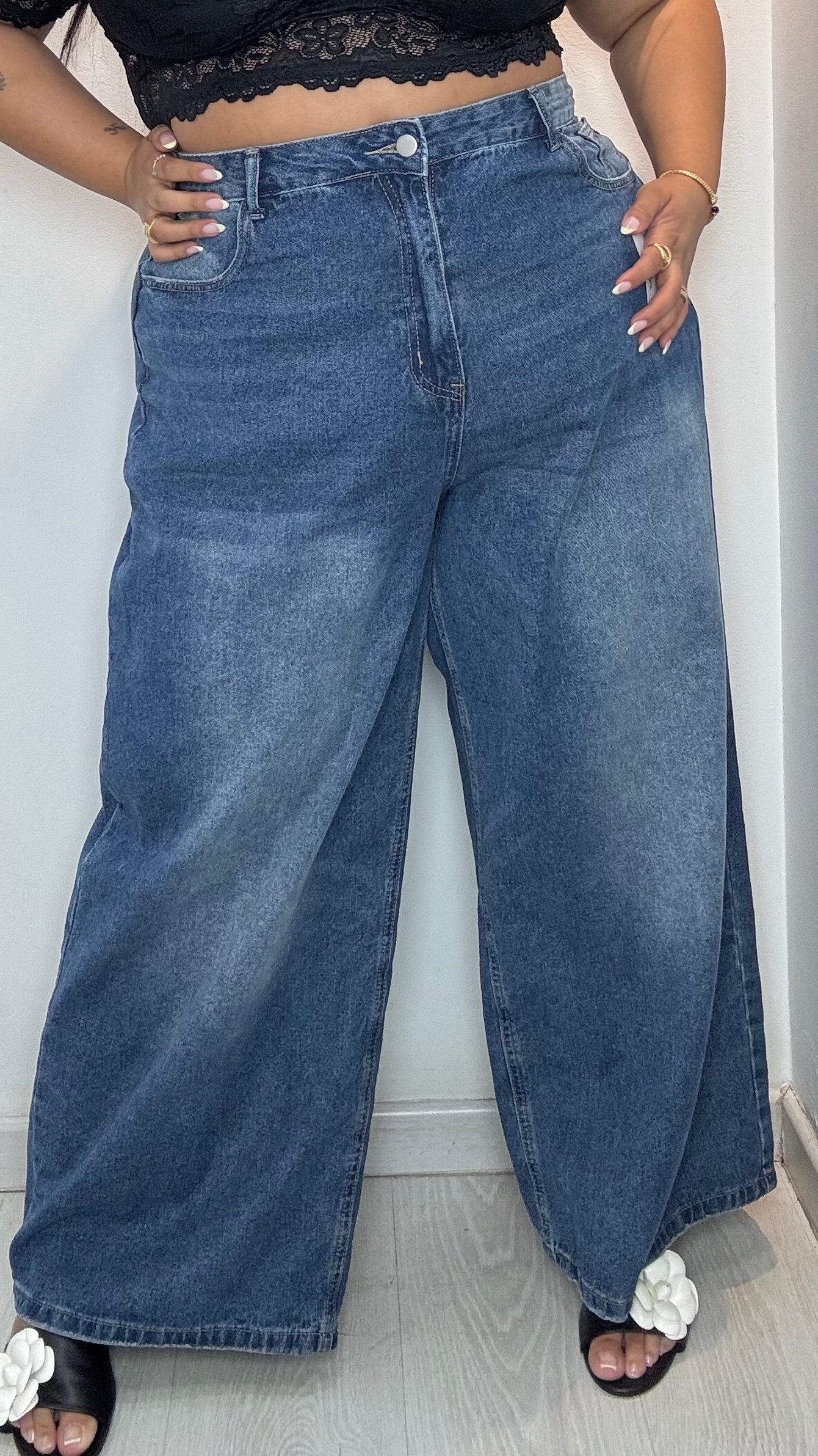 Plus size hight waist wide leg jeans - Image 2