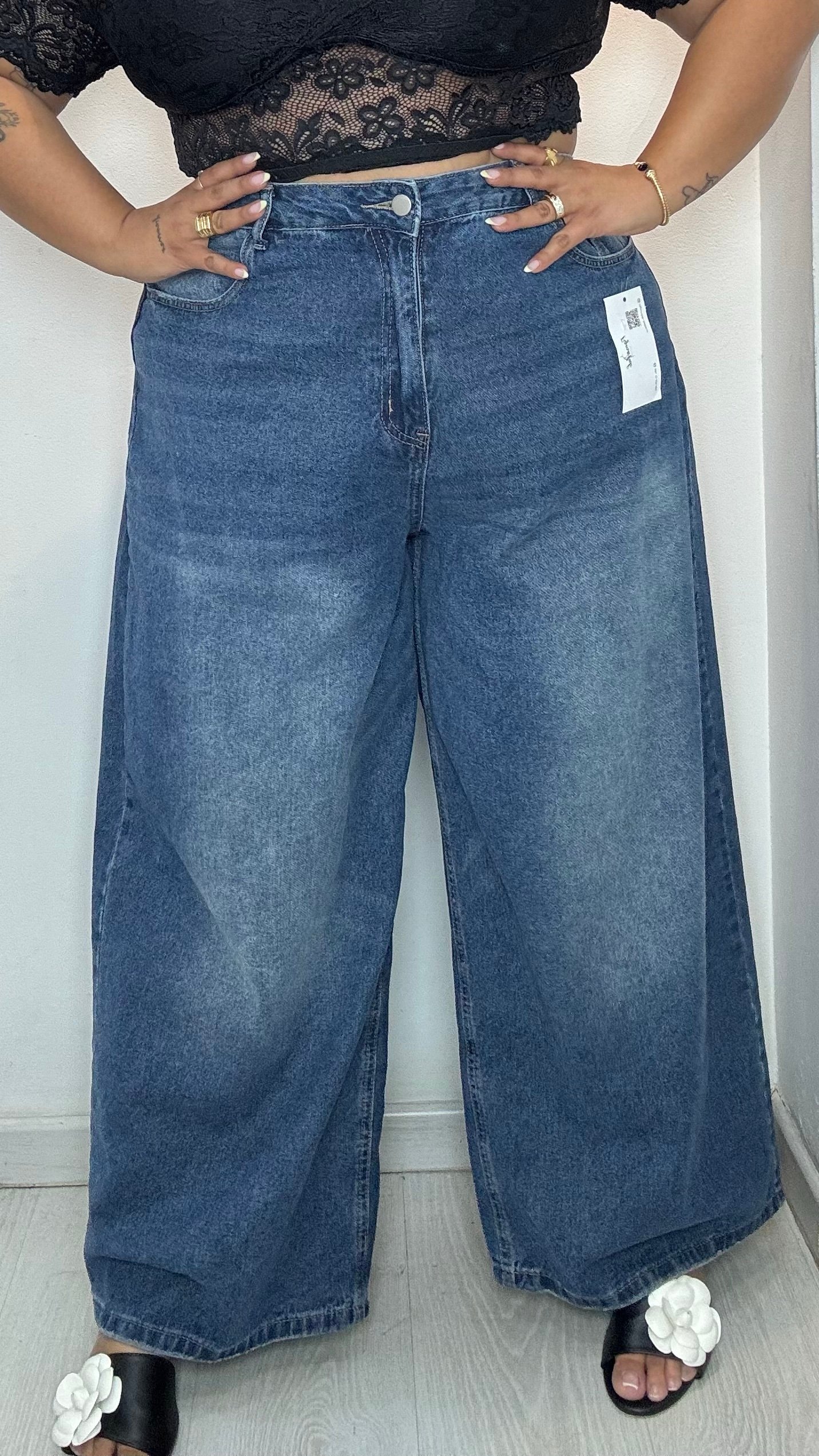 Plus size hight waist wide leg jeans