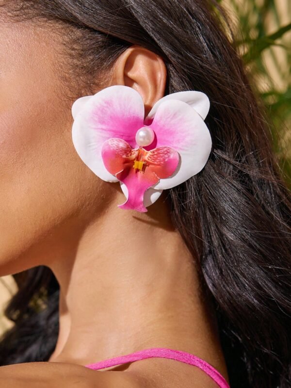 Fashion orchid flower stud earrings