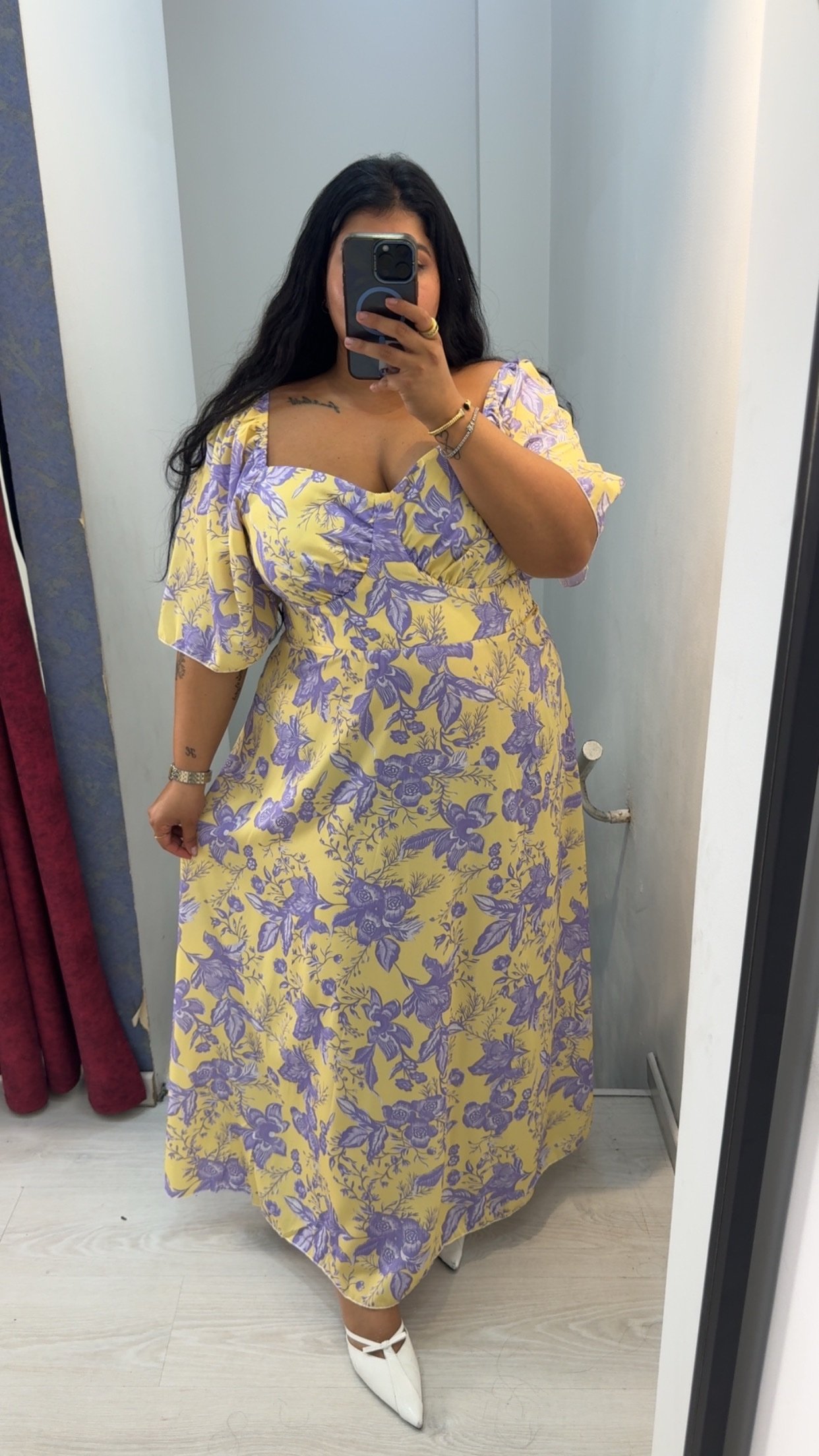 Plus size yellow purple floral dress , casual and elegant summer dress - Image 3