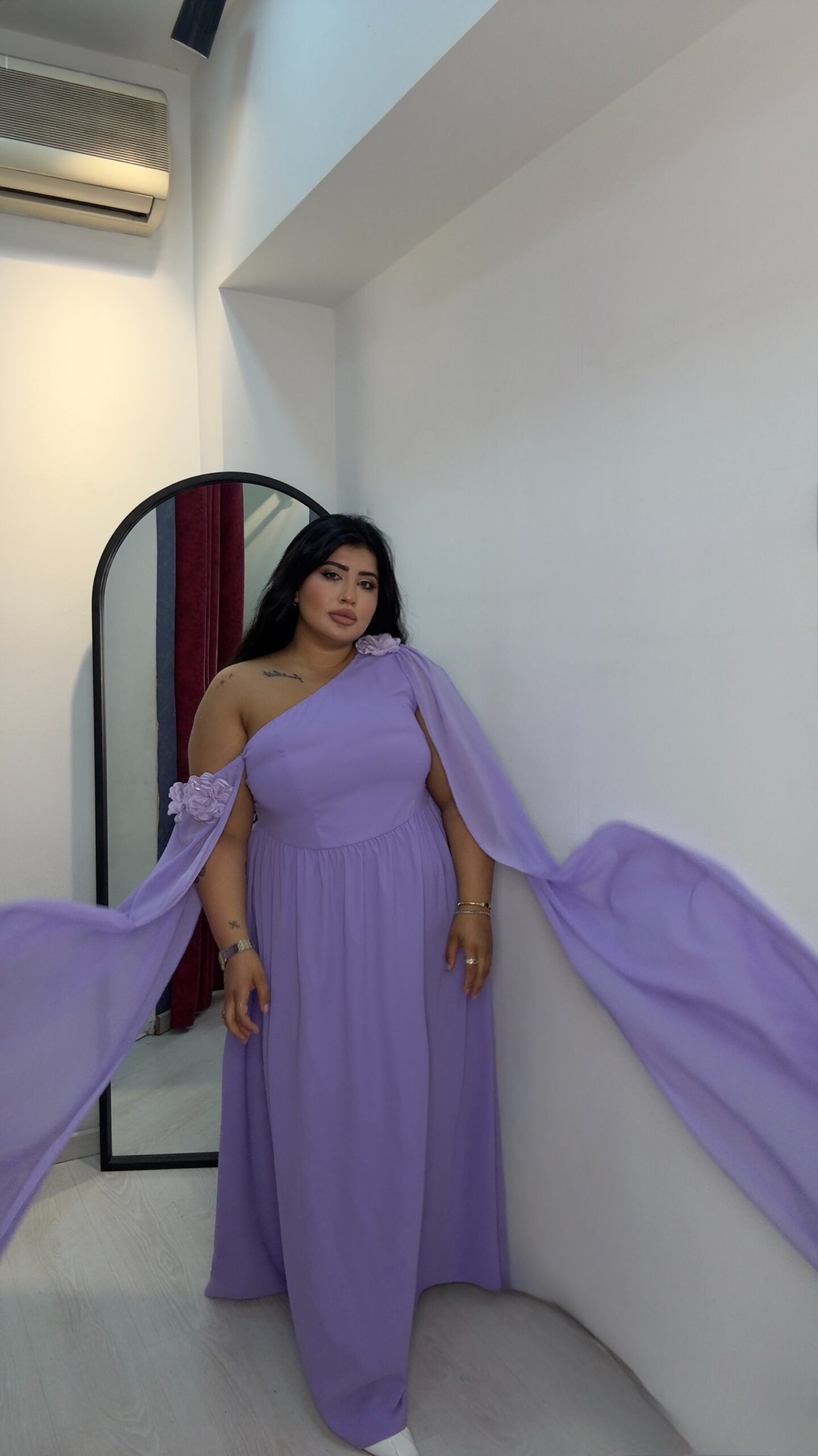 Purple mosline flower bridesmaids dress - Image 2