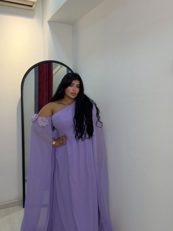 Purple mosline flower  bridesmaids dress