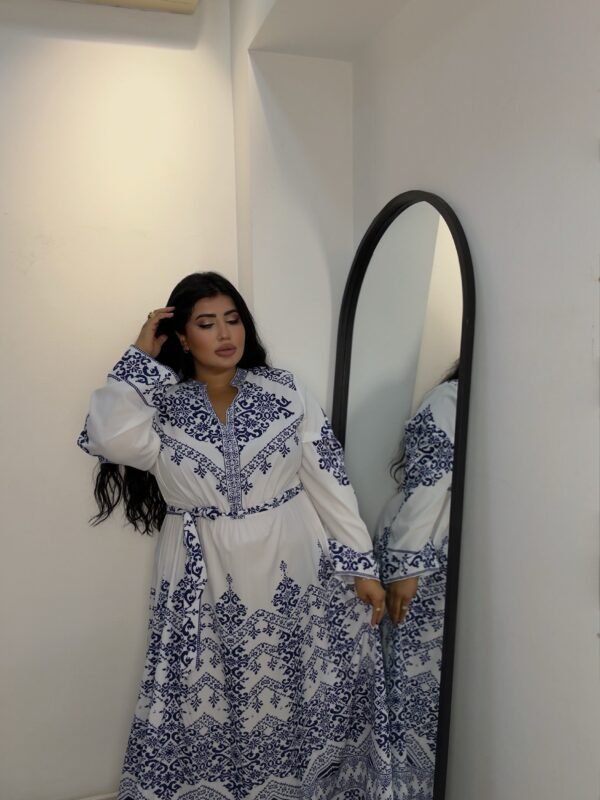 Plus size Elena dress casual , elegant blue and white