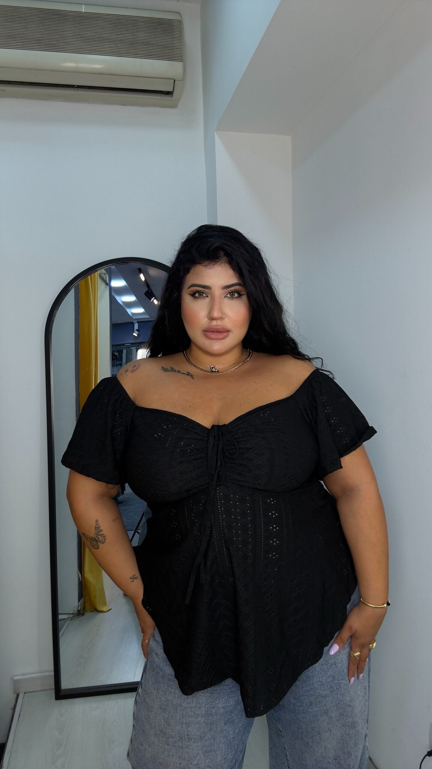 Off shoulder black top